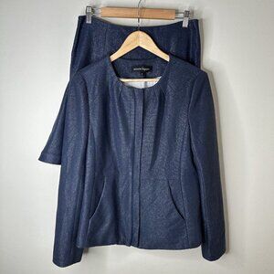 Nanette Lepore Skirt Set Suit Womens Navy Blue Jacket Preppy Career Size 10